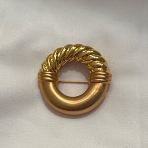 Round Gold-Tone Brooch